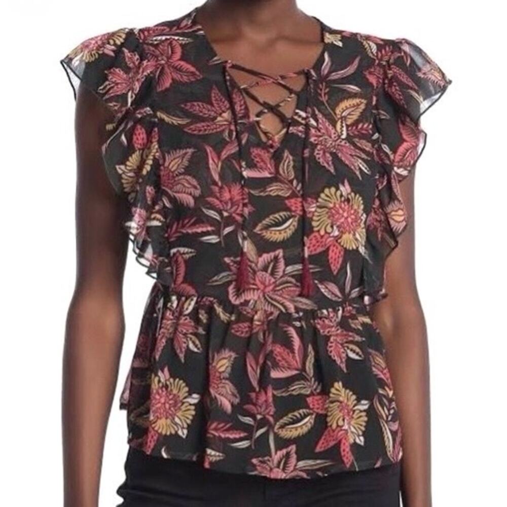 Scotch & Soda Maison Scotch Bamboo Beach Ruffled Top Size Medium